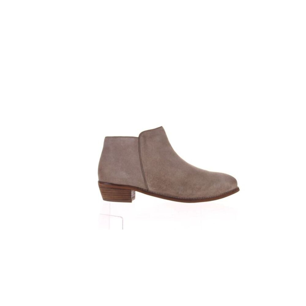 SOFT WALK Womens Beige Rocklin Round Toe Block Heel Zip-Up Leather Booties 7 M
